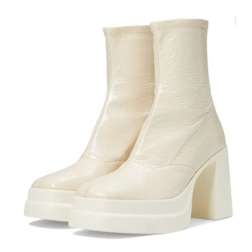 Free People Double Stack Boots Platform Chunky‎ Heel Ankle Boots Size 38.5